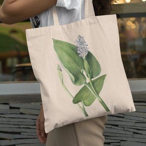 Pickerelweed Vintage Watercolor Floral Print Graphic Canvas Tote Bag